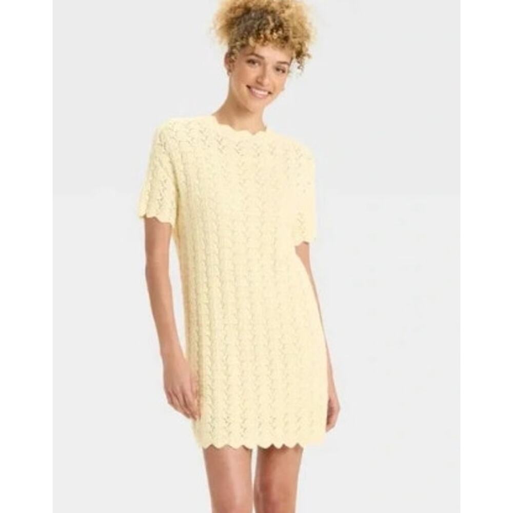 A New Day Crochet Dress Lined Off White Size XL Lined